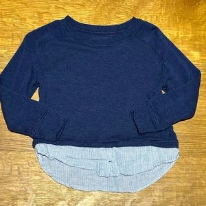 Vineyard Vines Girls Dreamcloth Mixed Media Layered Sweatshirt Navy seersucker!
